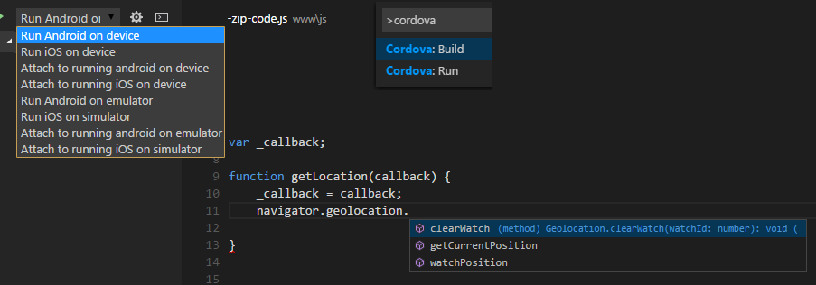 cordova and visual studio for mac