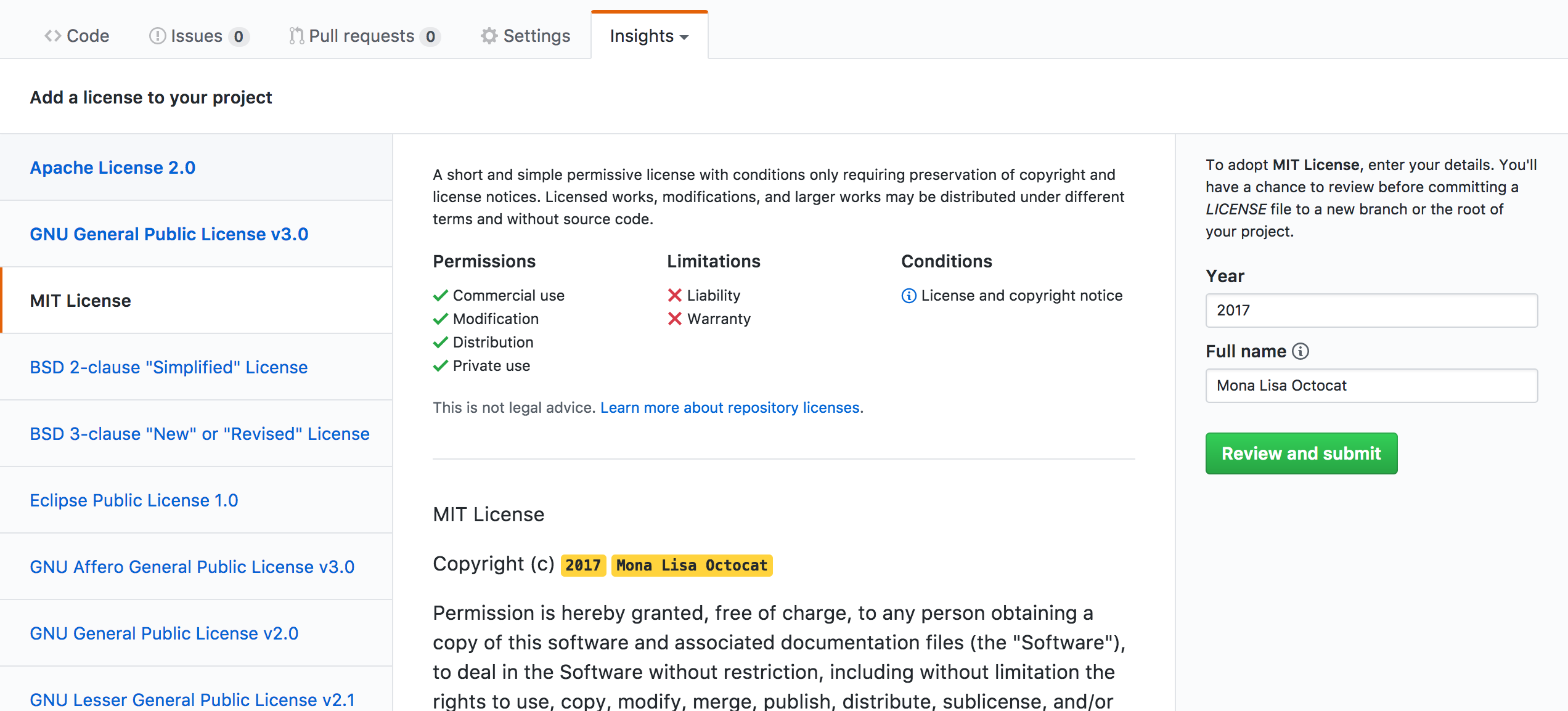 Open source license github