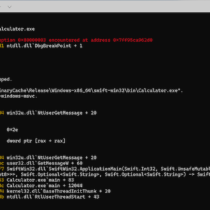 example code for a calculator being built using Swift for Windows