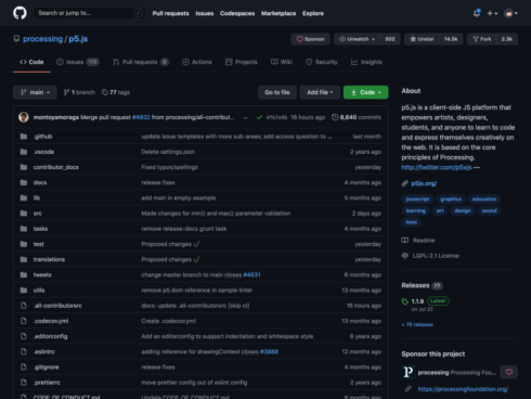 Screenshot of GitHub’s dark mode, announced at GitHub Universe 2020