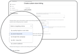 Screenshot showing how to create a custom listing based on search keywords