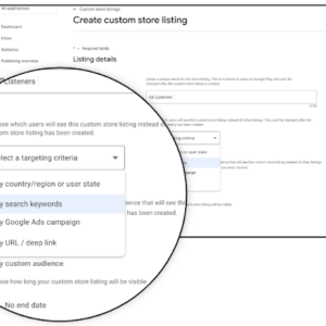 Screenshot showing how to create a custom listing based on search keywords