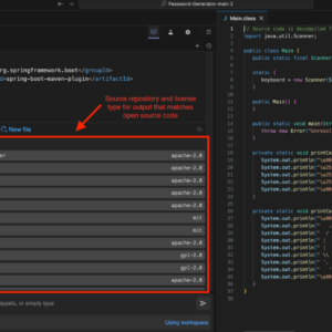 Screenshot of Tabnine's Code Provenance and Attribution feature.